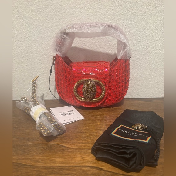 Kurt Geiger Shiny Fushia Micro Chelsea Hobo with Gold Details - Picture 4 of 12